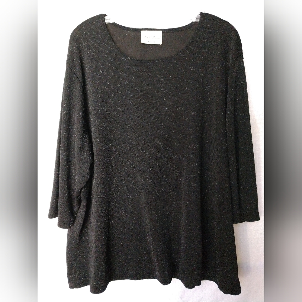 Pretty Fred David Woman Knit Top Evening Black Mild Sparkle Plus 2XL Chest 48"